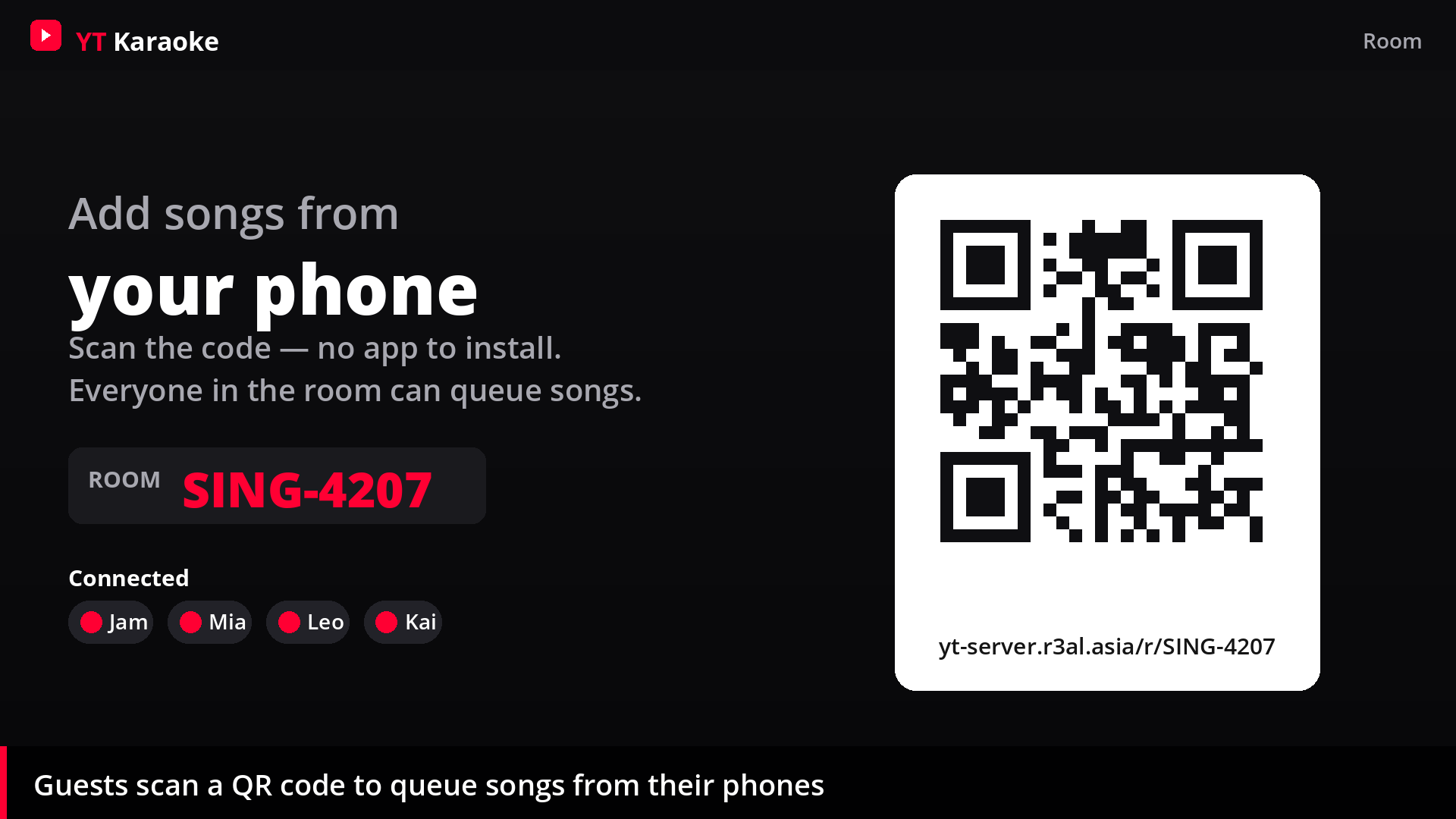 Queue songs from your phone by scanning a QR code